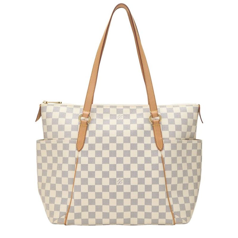 Louis Vuitton Cream Damier Azur Canvas & Vachetta Leather Totally Mm (Authentic